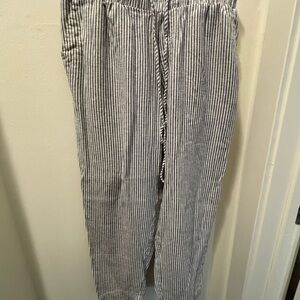 a new day Womens striped ankle straight linen pants